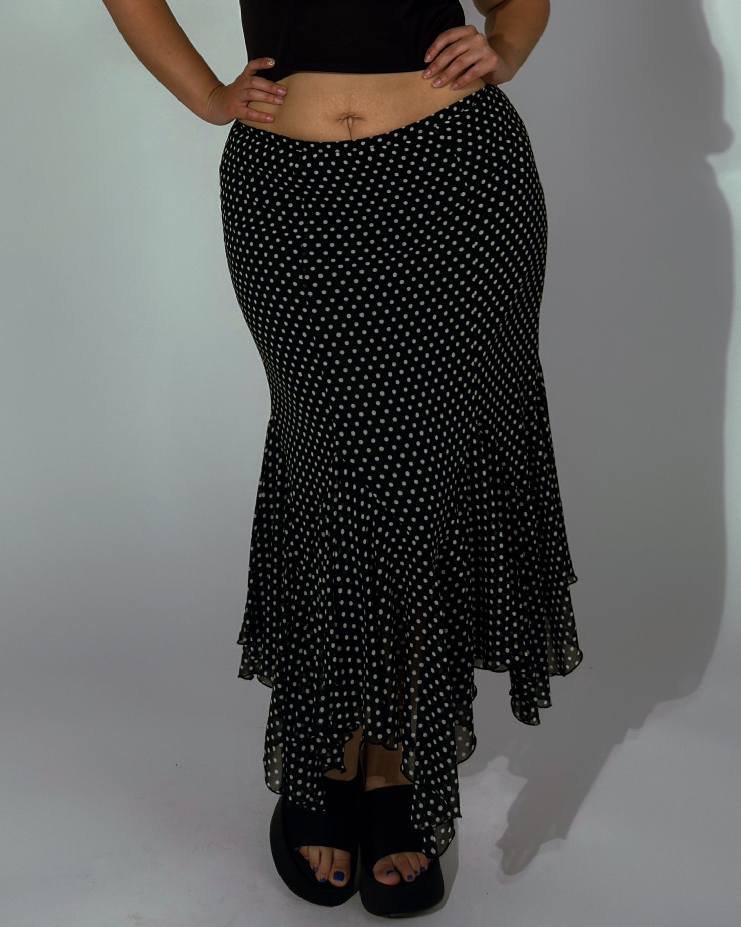 Vintage Polkadot Handkerchief Skirt - size L/XL