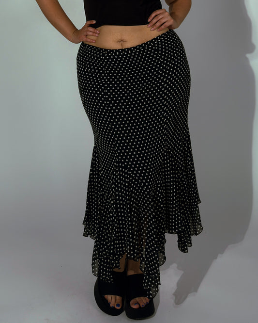 Vintage Polkadot Handkerchief Skirt - size L/XL