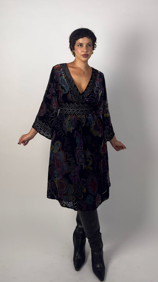 Rare Vintage Silk Derhy Velvet Dress - M/L