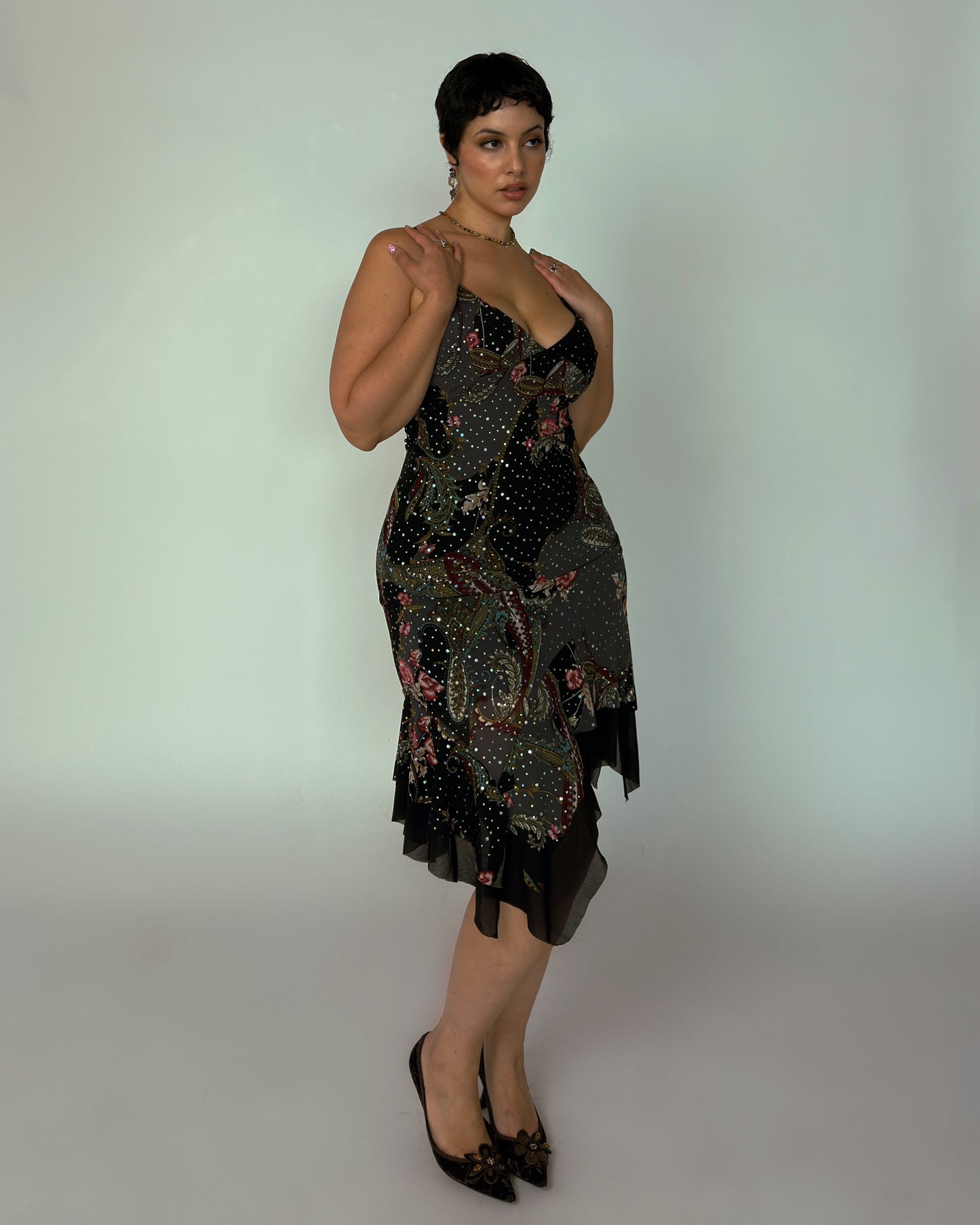 Vintage Black Sparkle Dress - size M/L