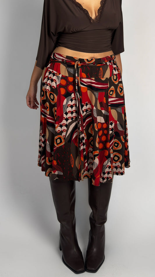 Vintage Retro Stretch Midi Skirt - XL - 3XL