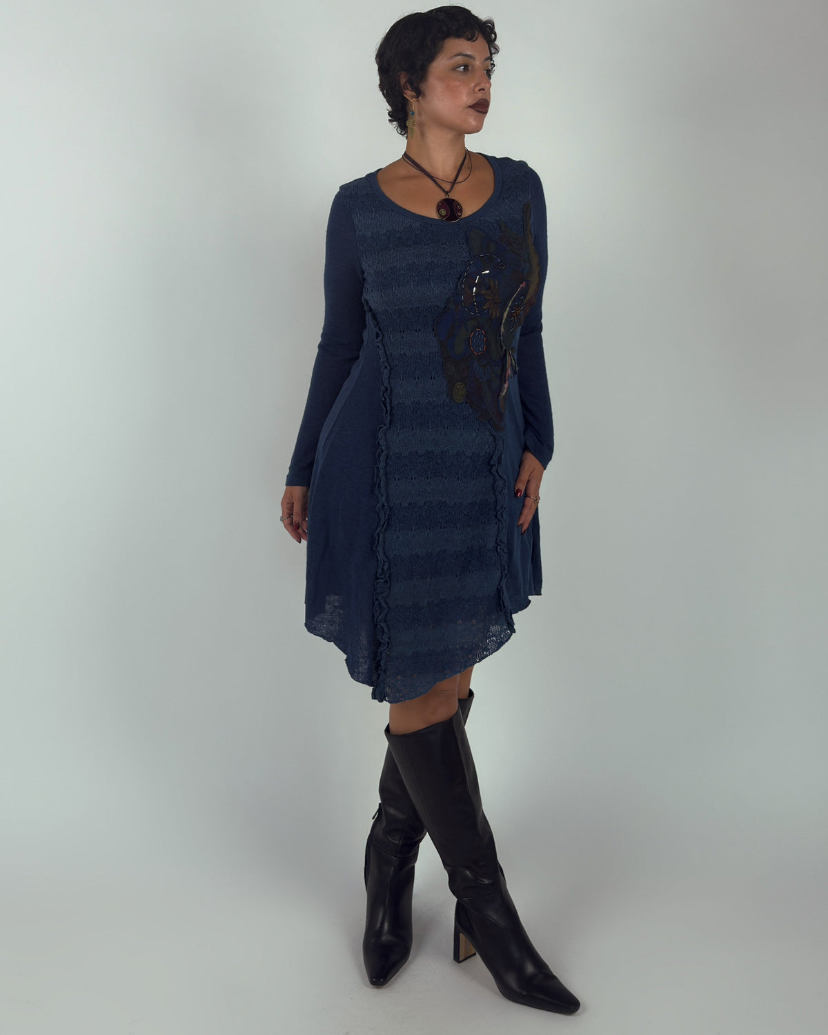 Navy Blue Knit Dress - M/L