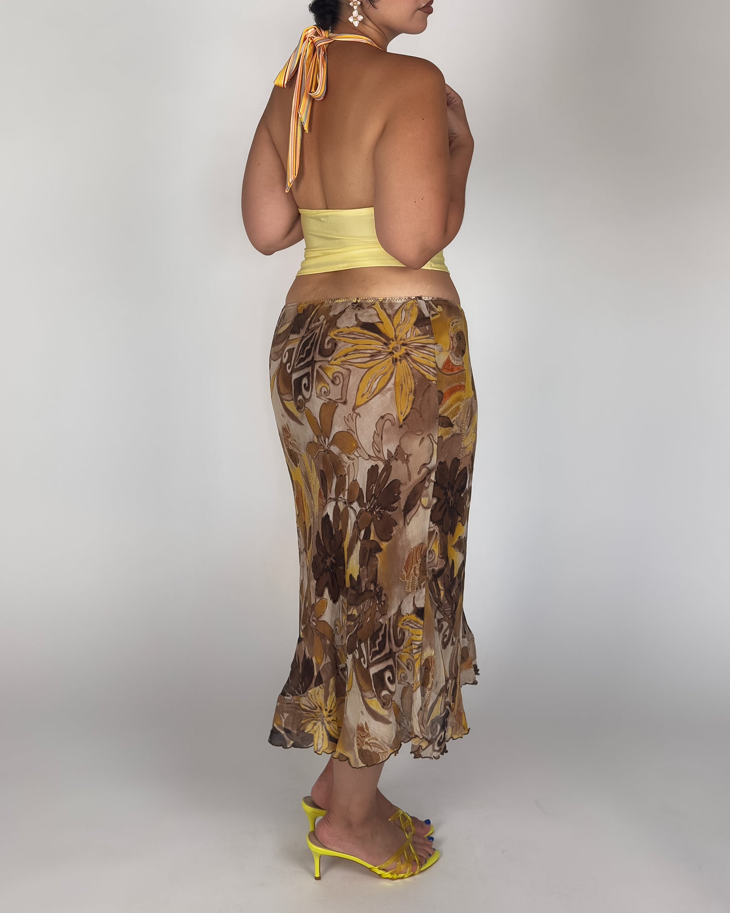 Silk Floral Skirt - L-XXL