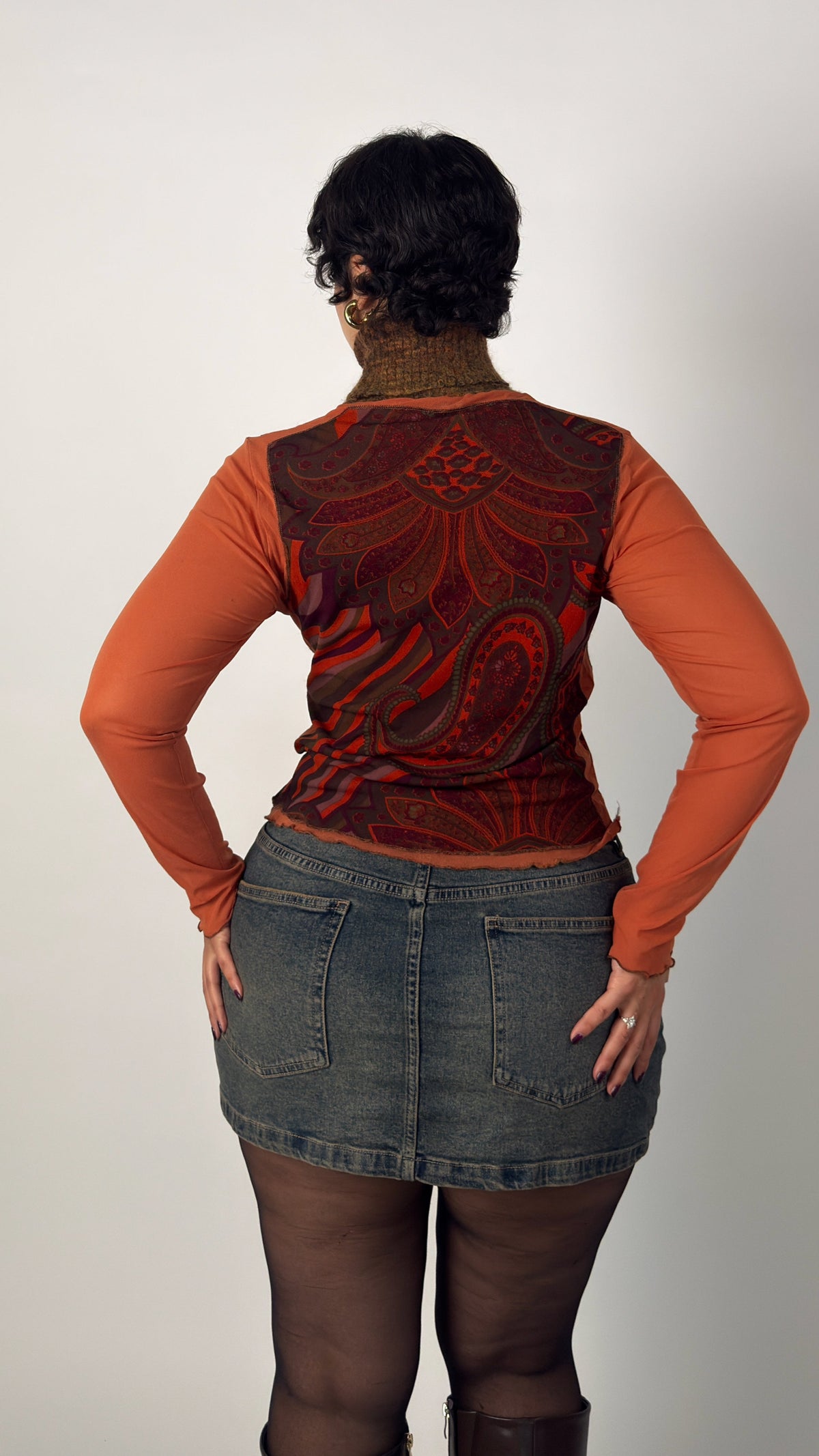 Italian Vintage Mesh High Neck Top - M/L