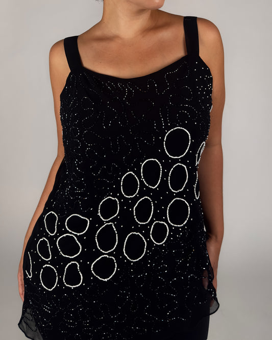 Black Beaded Top - L/XL