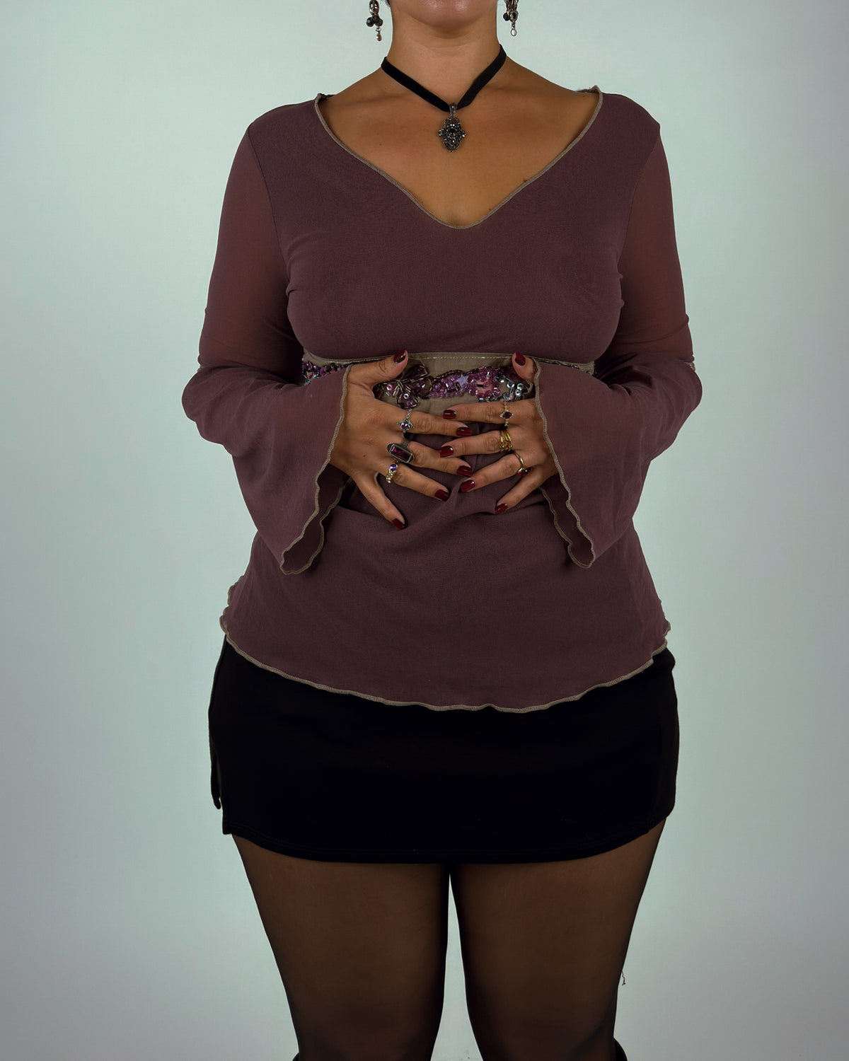 Mesh Beaded Top - M/L