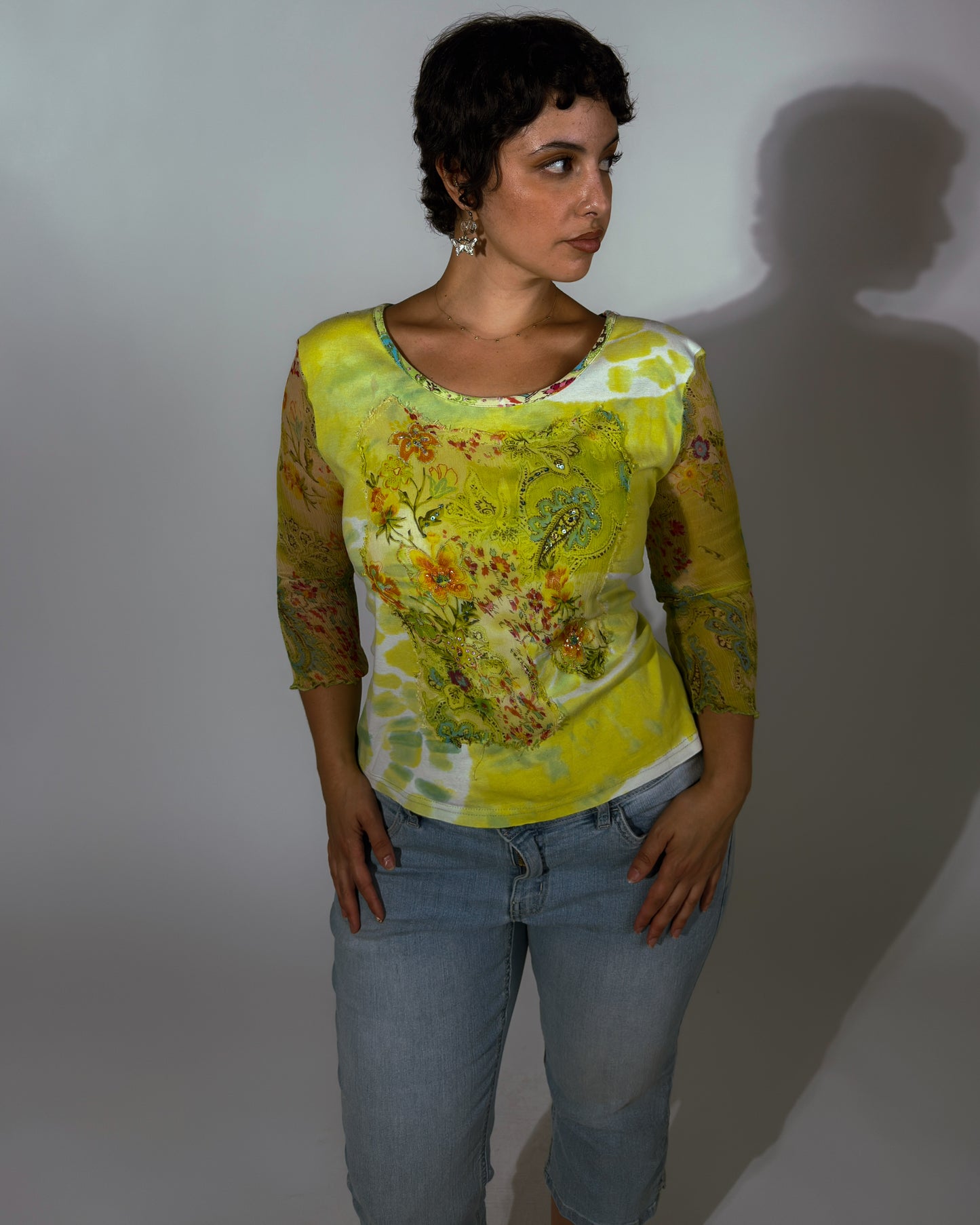 Vintage Derhy Beaded Top - size L/XL