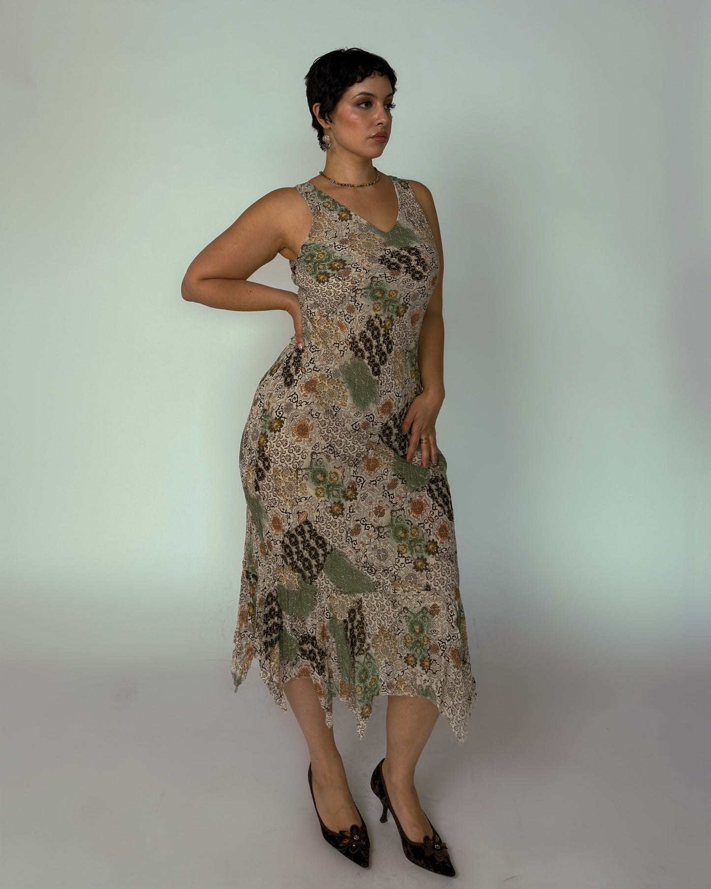 French Vintage Patchwork Dress - size M/L