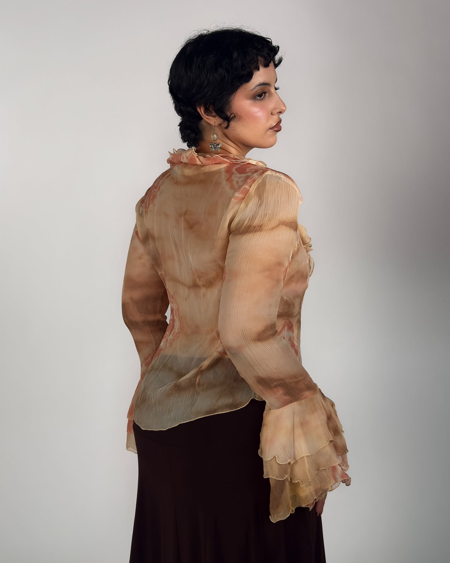 French Silk Ruffled Top - size M/L