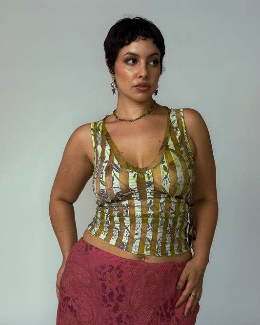 Vintage Green Sheer Top - size M/L