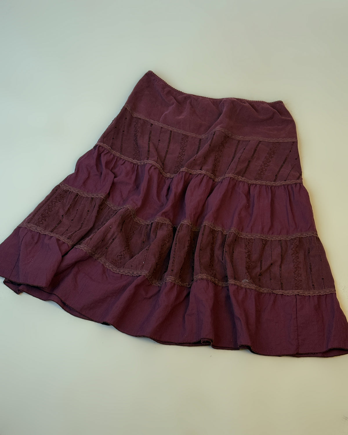 Purple Tiered Midi Skirt - L/XL