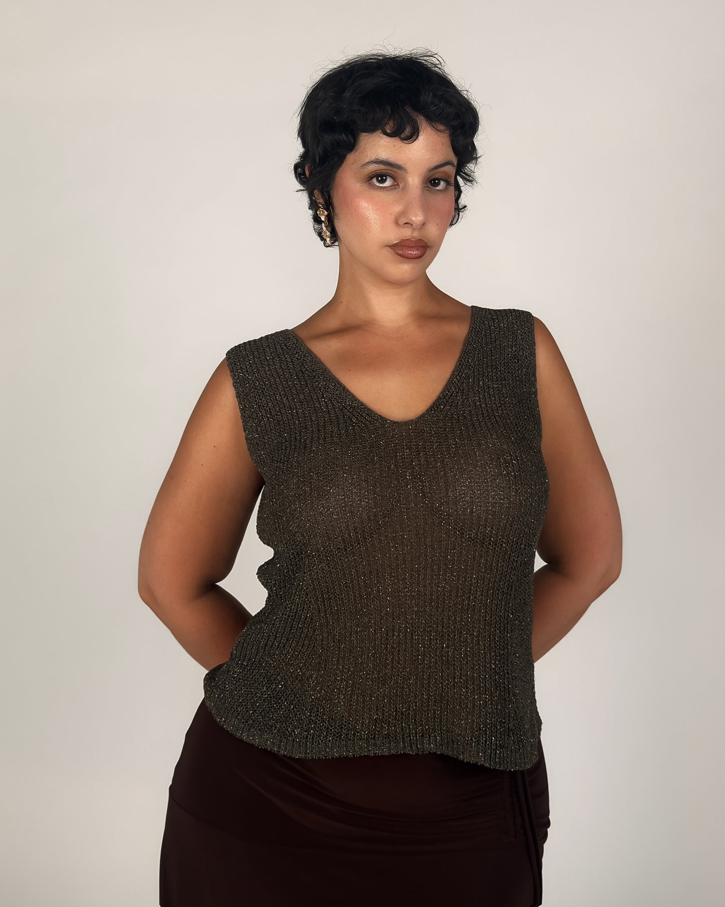 Metallic Stretch Knit Tank - M-XL