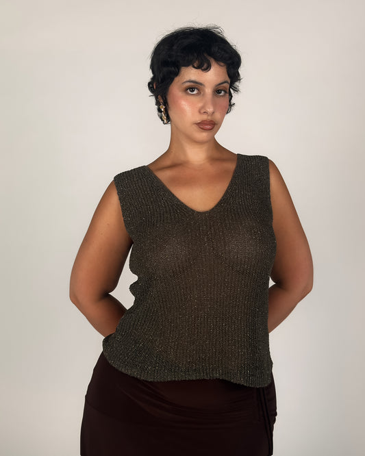 Metallic Stretch Knit Tank - M-XL