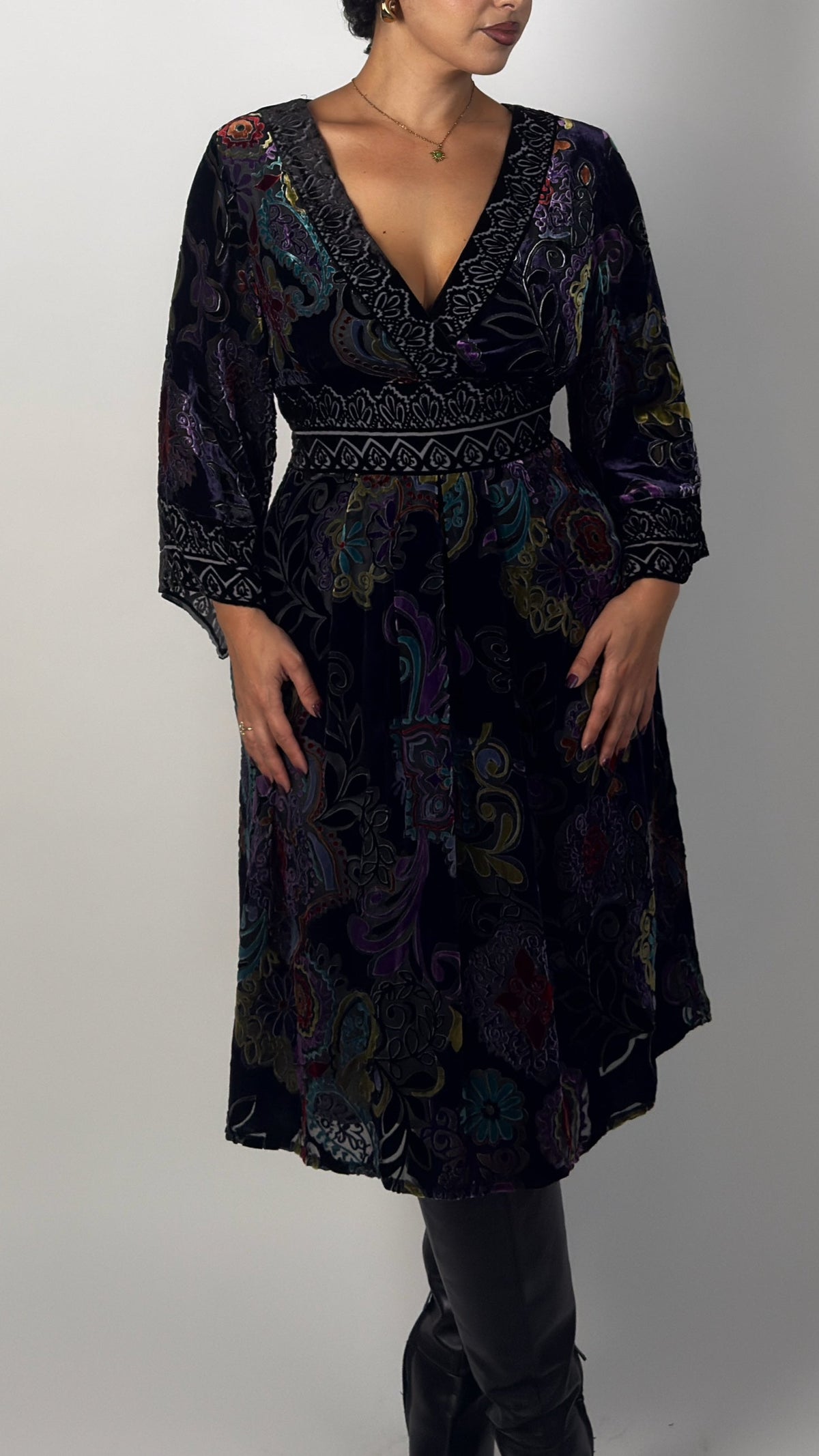 Rare Vintage Silk Derhy Velvet Dress - M/L