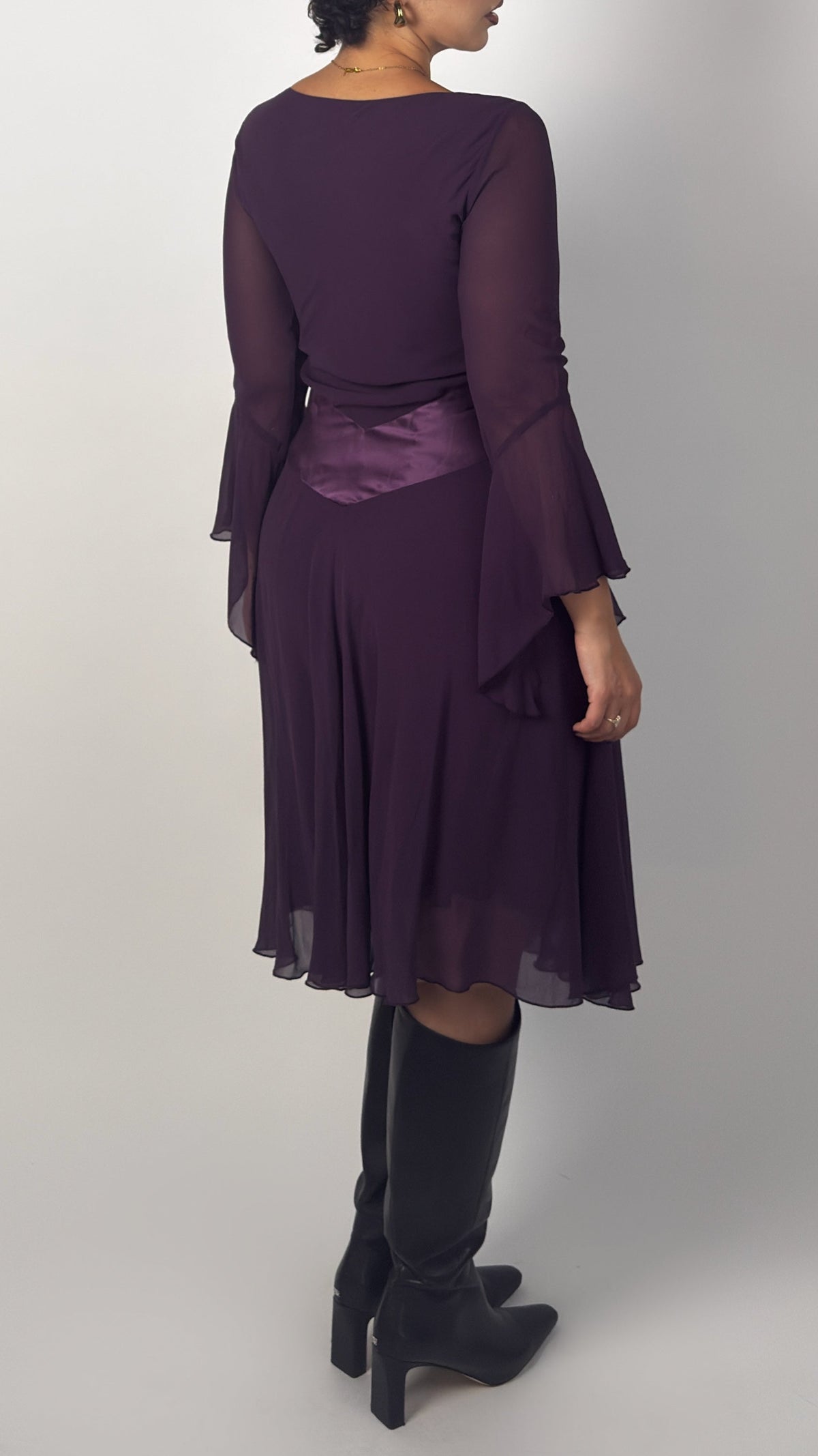 Vintage Silk Plum Midi Dress - M/L