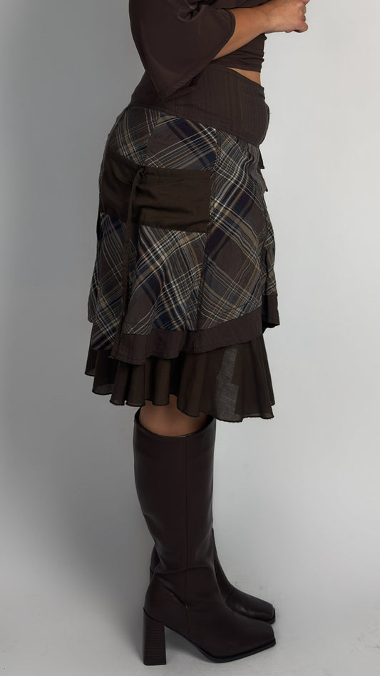 French Vintage rY2K Plaid Layered Skirt - L/XL