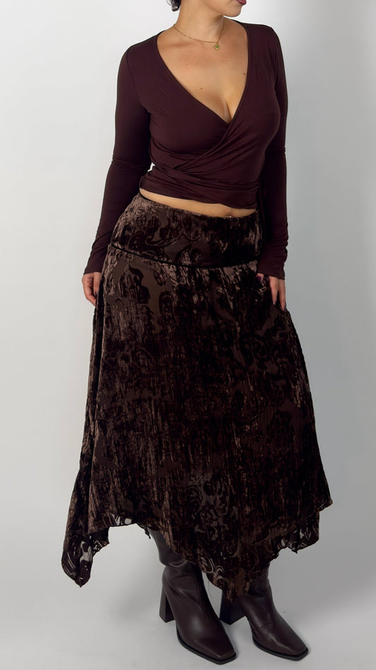 Velvet Hanky Hem Skirt - size M/L