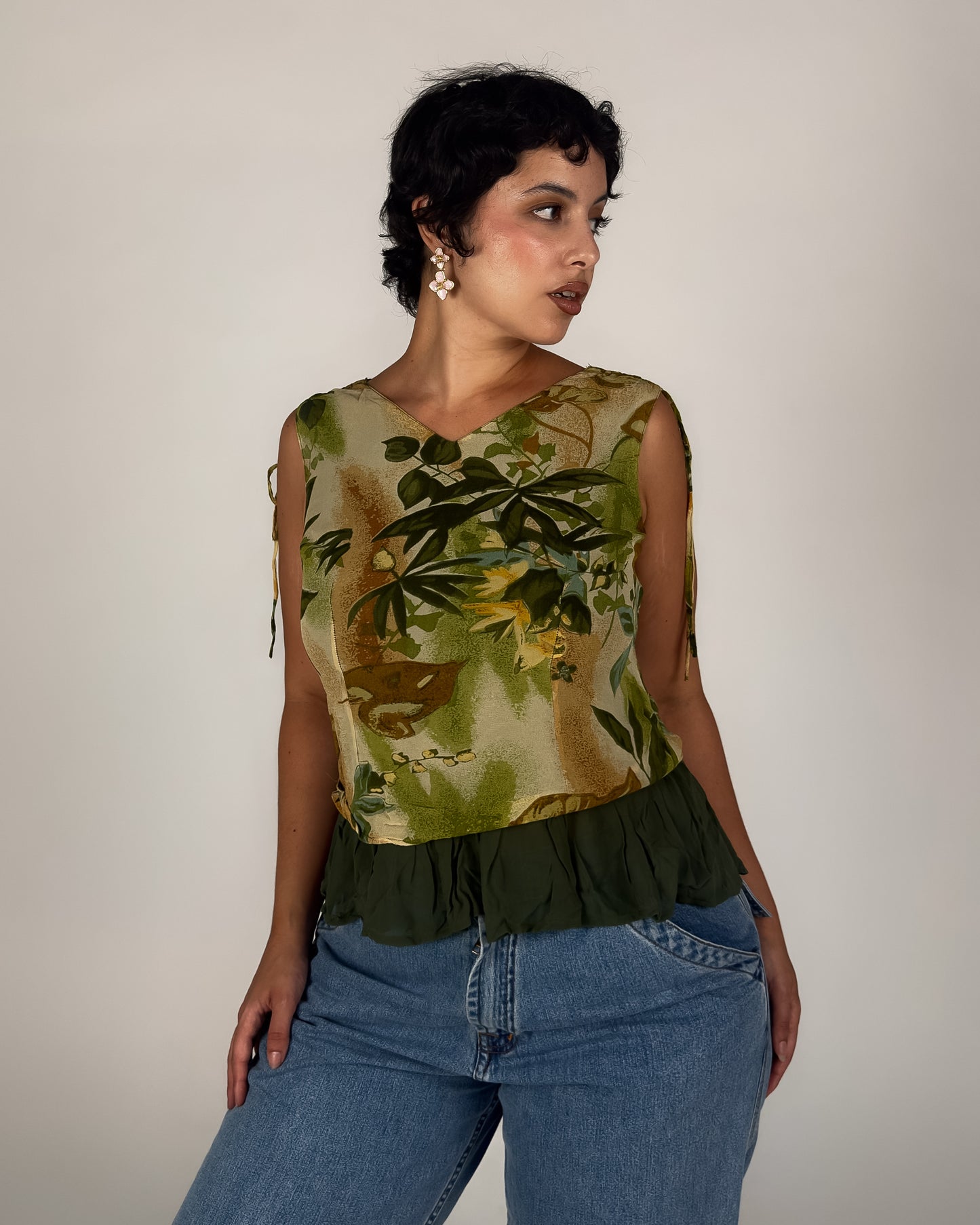 Green Flowy Tank - M/L