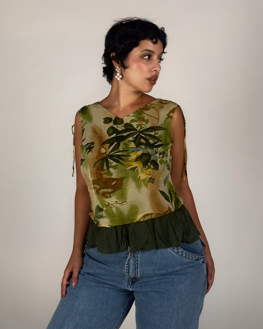 Green Flowy Tank - M/L