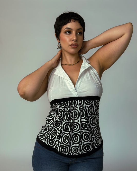 French Vintage Halter Top - size M/L