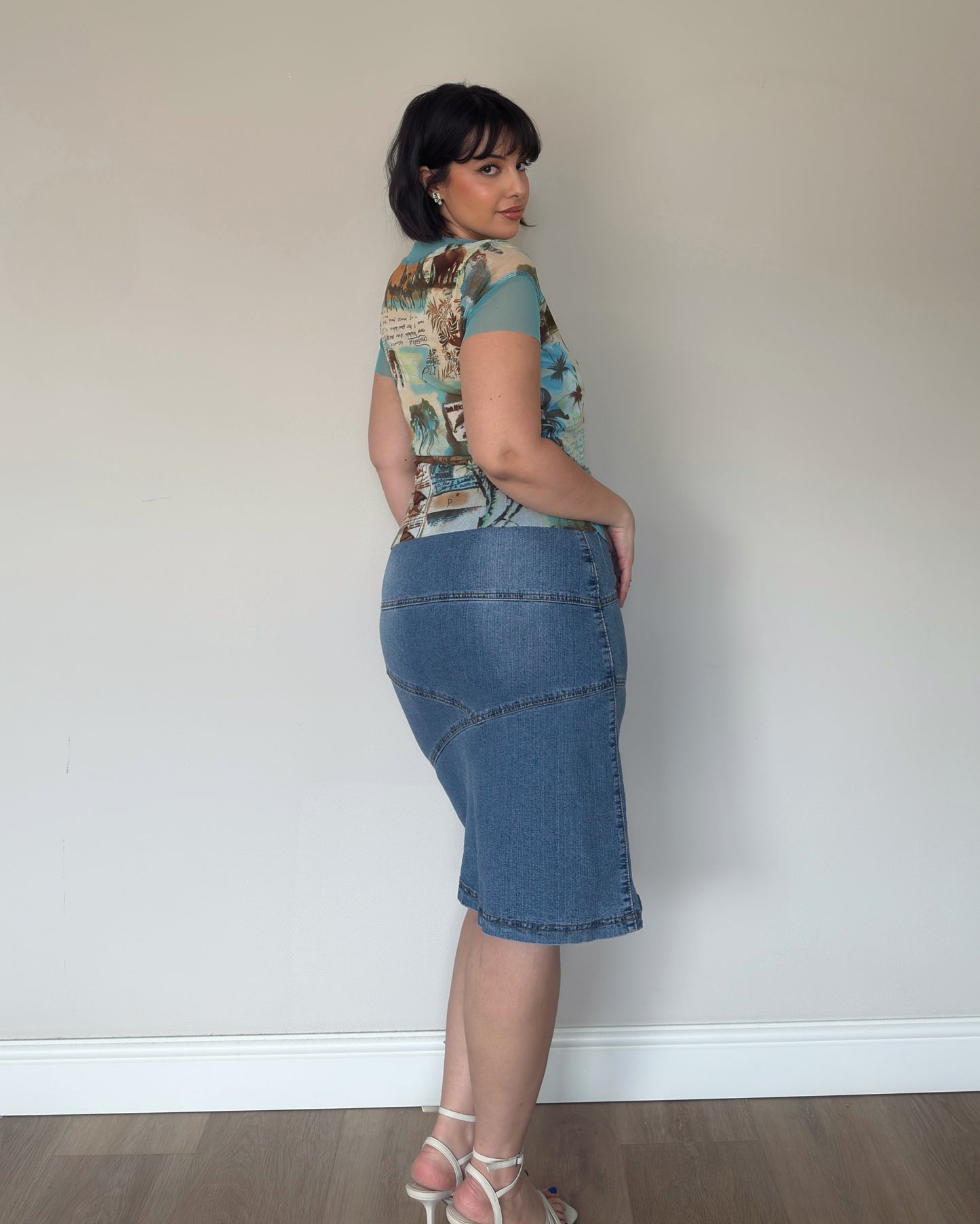 Denim Panel Midi Skirt - size M/L