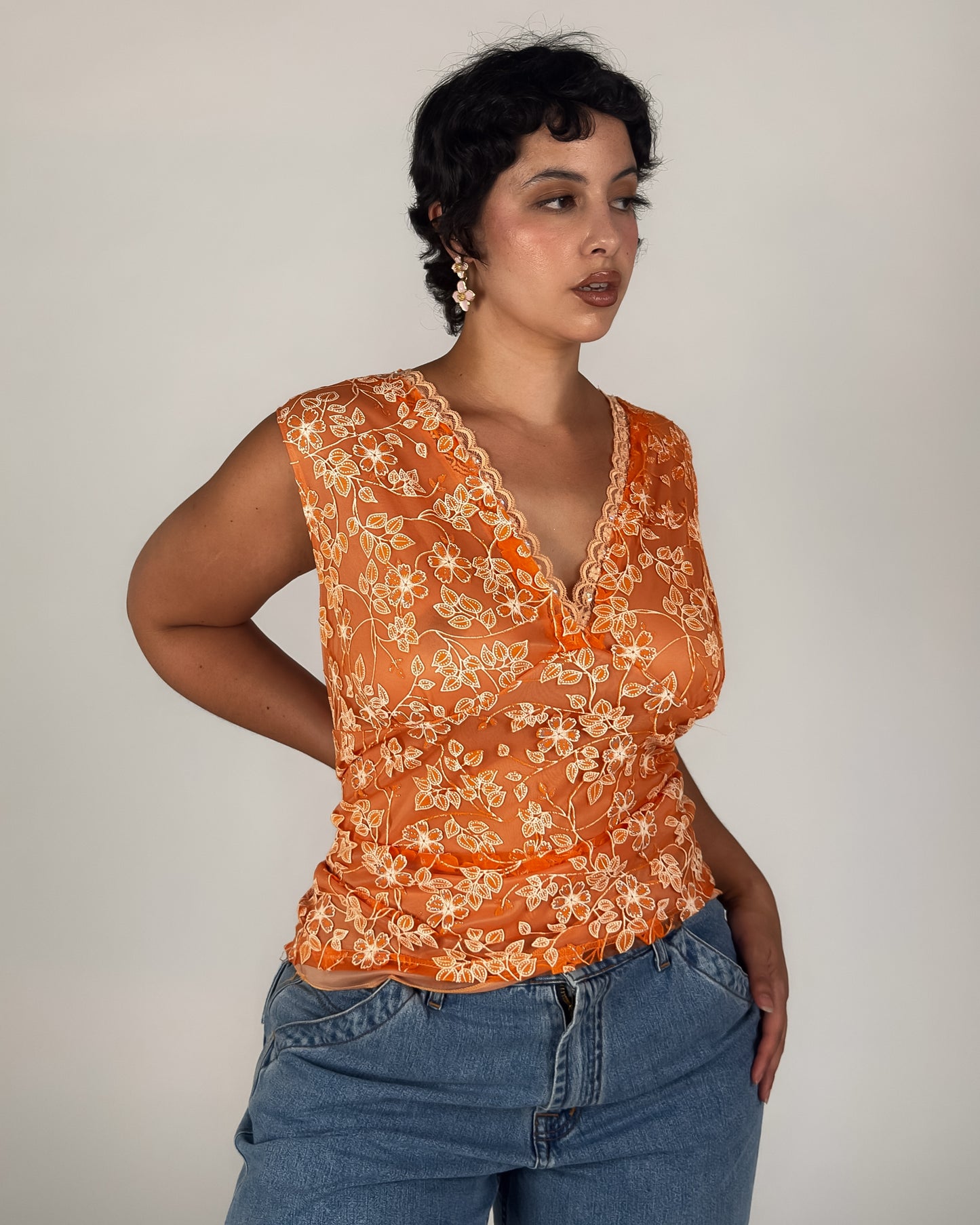 Embroidered Floral Tank - L/XL