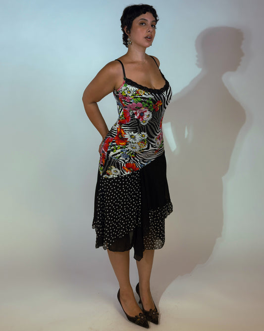 Vintage Stretch Zebra Print Dress - size M-XL