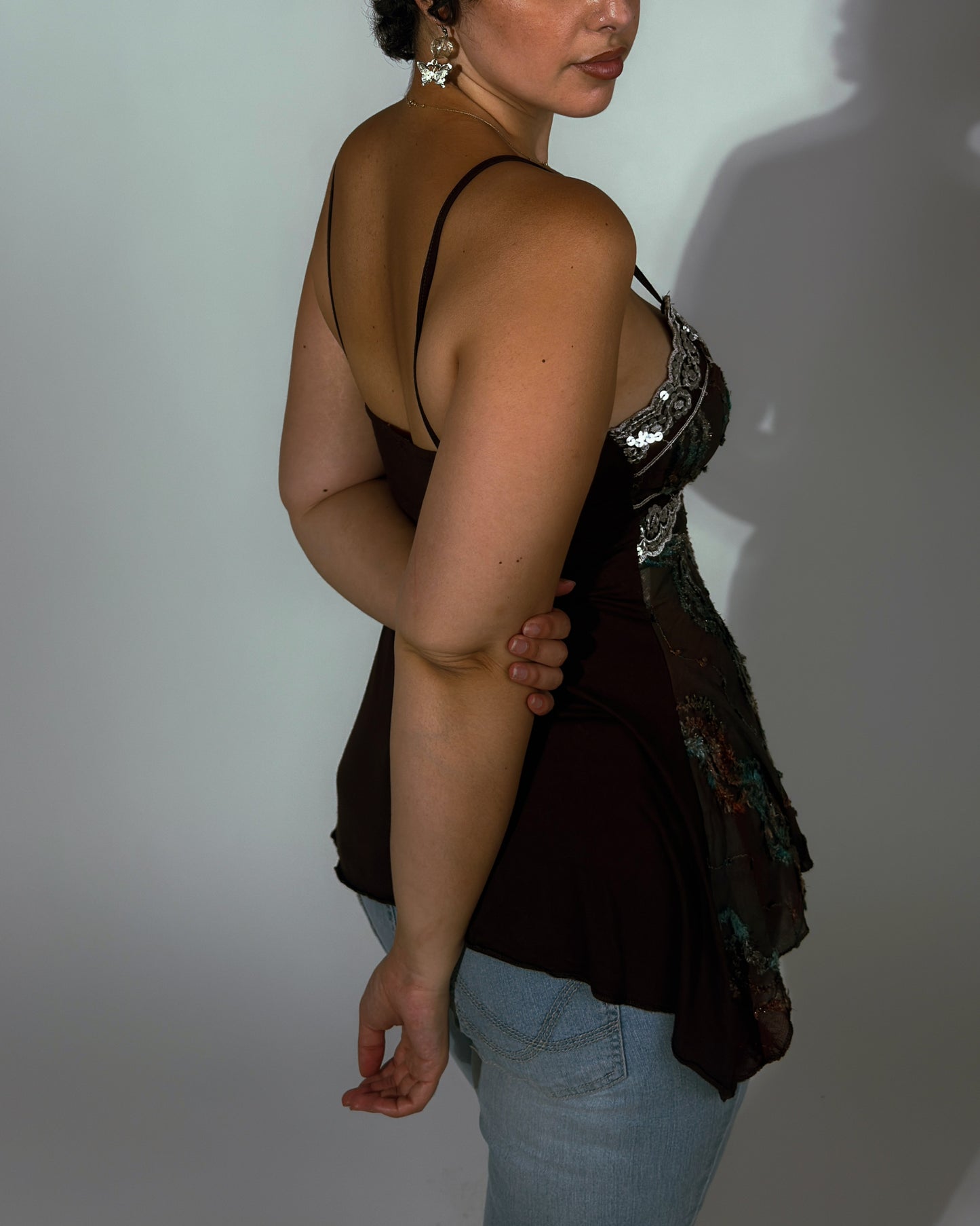 Vintage Mesh Sequin Cami Top - size M/L