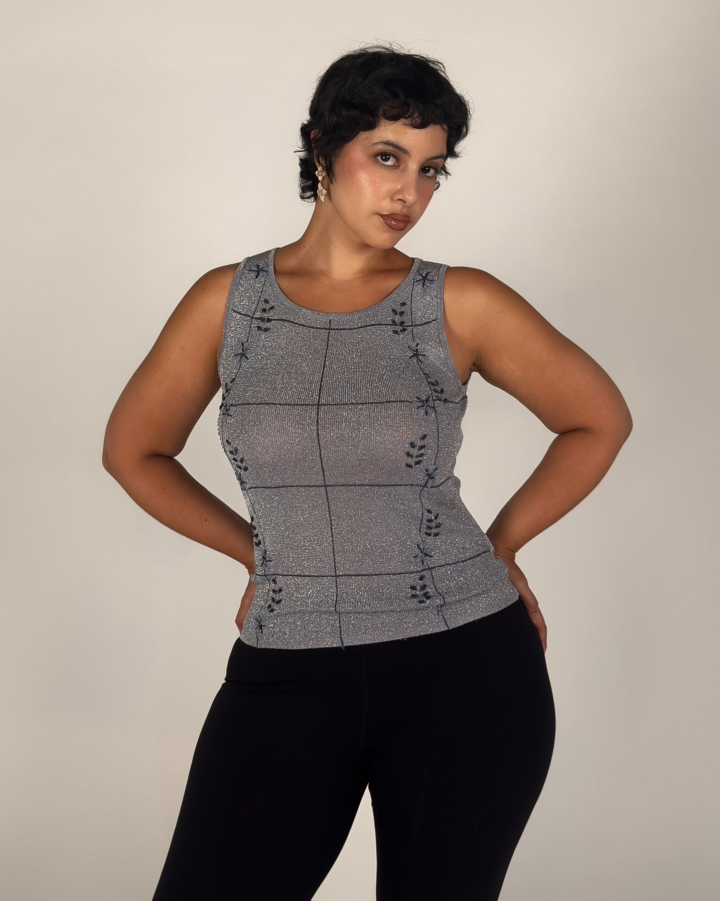 Shimmer Beaded Stretch Top - M/L