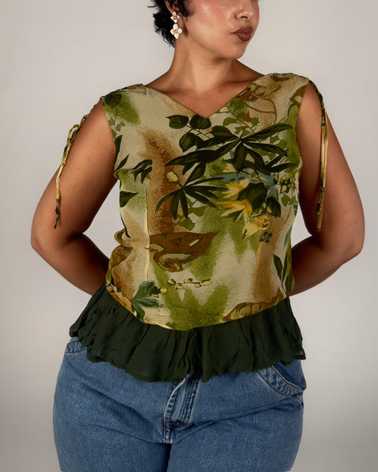 Green Flowy Tank - M/L