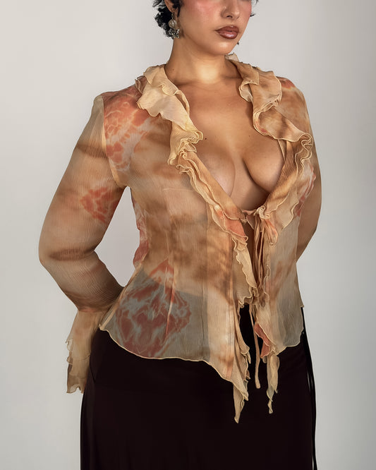 French Silk Ruffled Top - size M/L