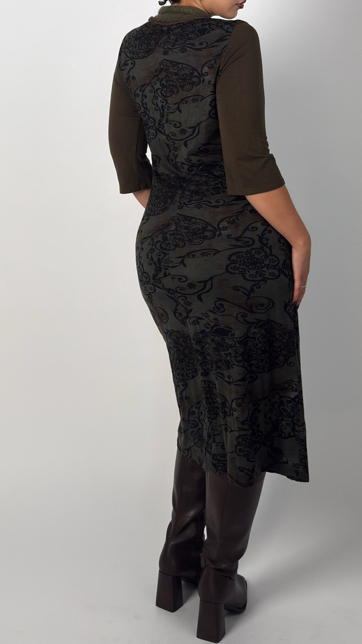 Vintage Derhy Knit Stretch Midi Dress - L/XL