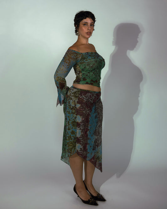 Vintage Spanish Mesh Skirt Set - size M/L