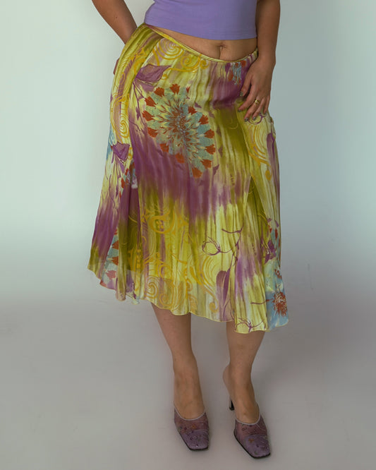 Vintage Chiffon Midi Skirt - size L/XL