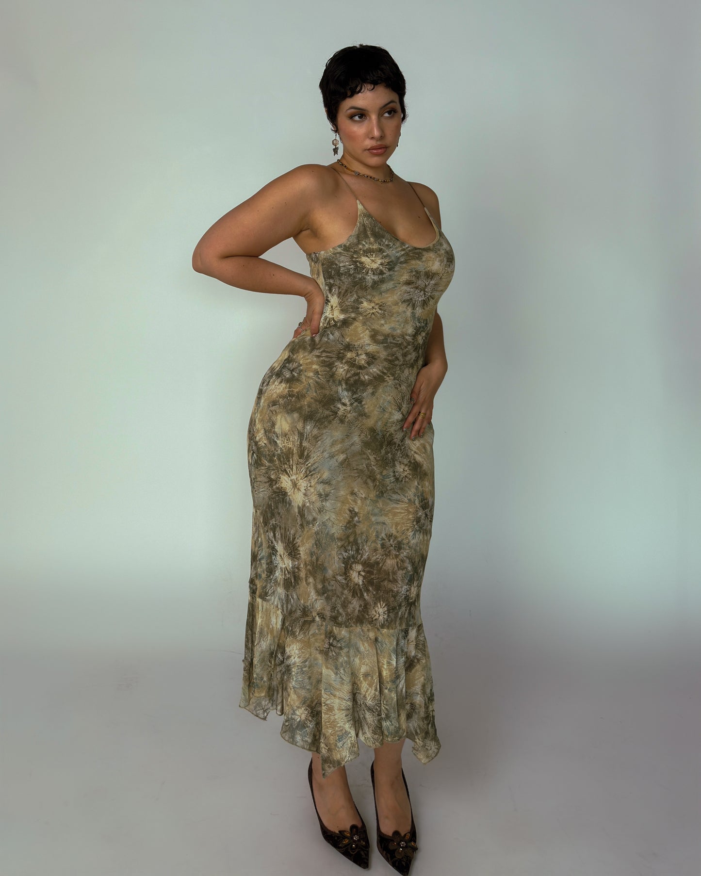 Vintage Fitted Maxi Dress - size M/L