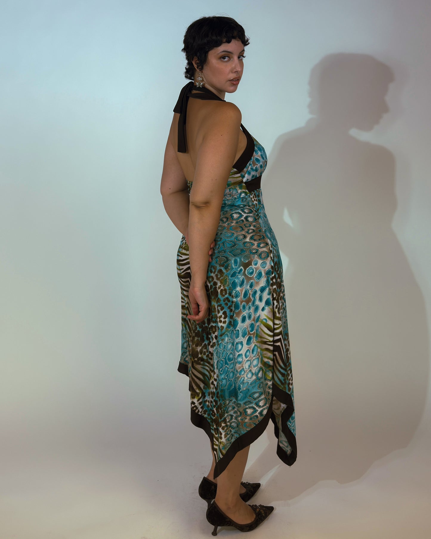 Vintage French Stretch Halter Dress - size M-XL