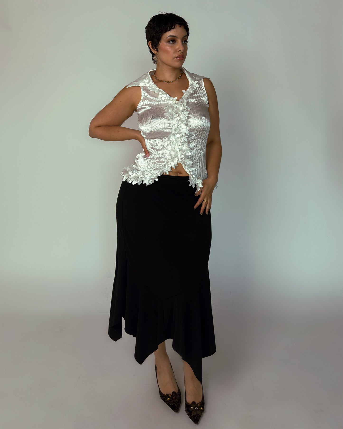Vintage Black Handkerchief Hem Skirt - size L-XXL