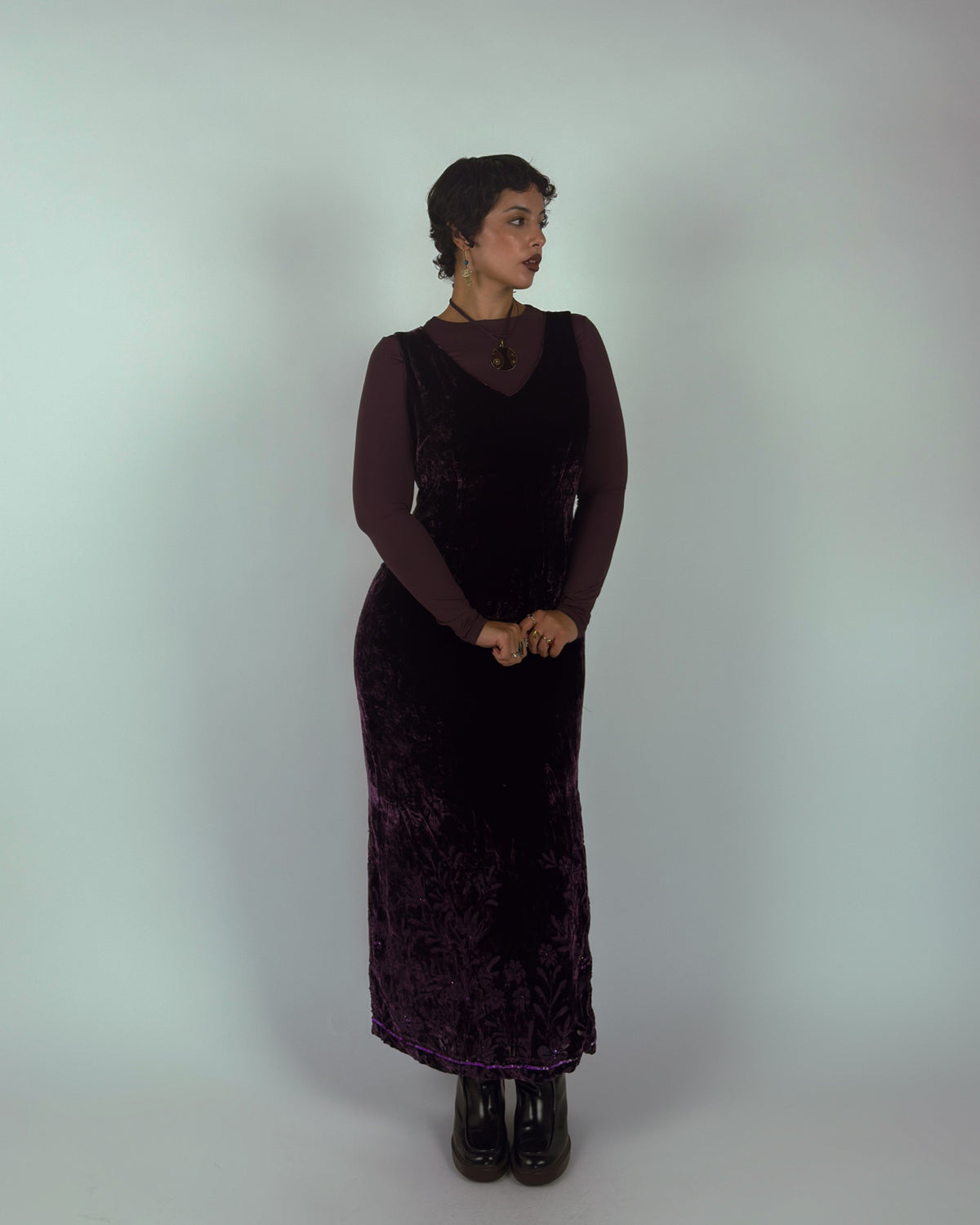 Vintage Monsoon Velvet Silk Blend Maxi Dress - L/XL