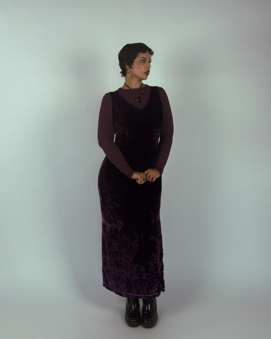 Vintage Monsoon Velvet Silk Blend Maxi Dress - L/XL
