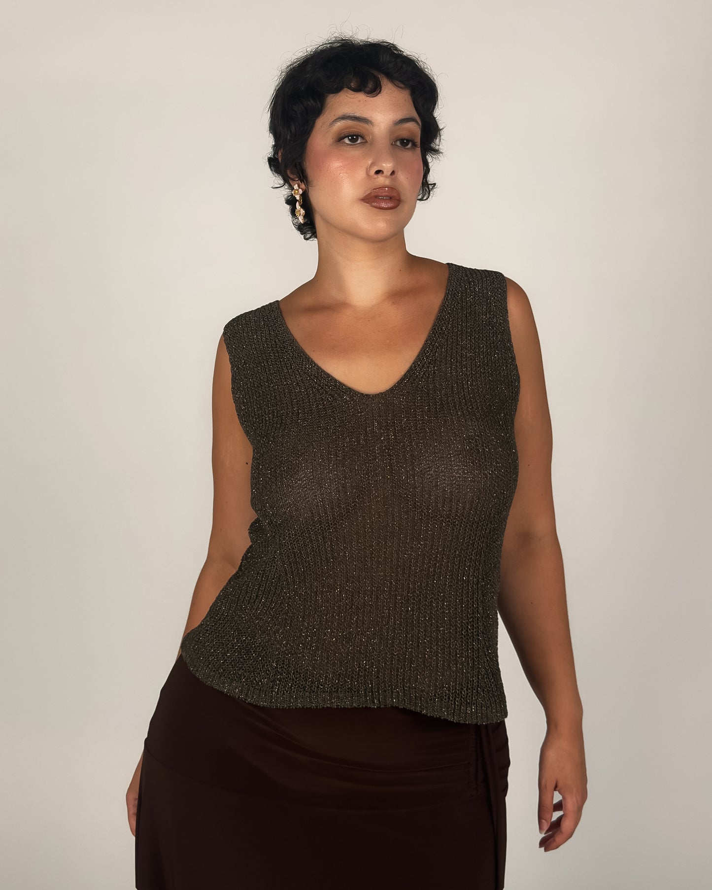 Metallic Stretch Knit Tank - M-XL
