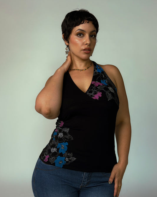 Stretch Y2K Halter Top - size M/L