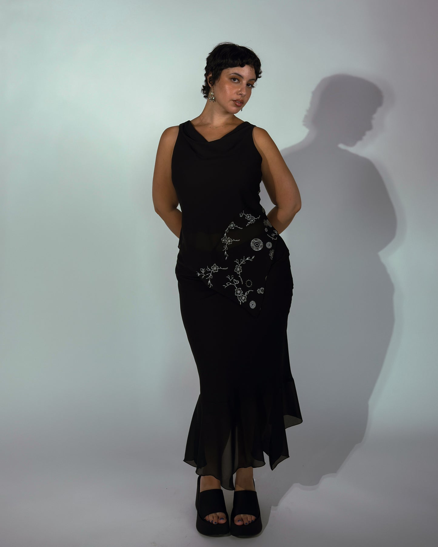 Vintage Black Skirt Set - size M/L