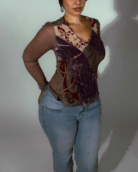 Vintage Whimsical Velvet Top - size M/L