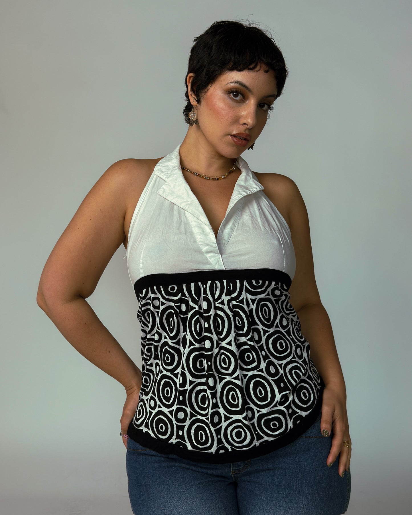 French Vintage Halter Top - size M/L