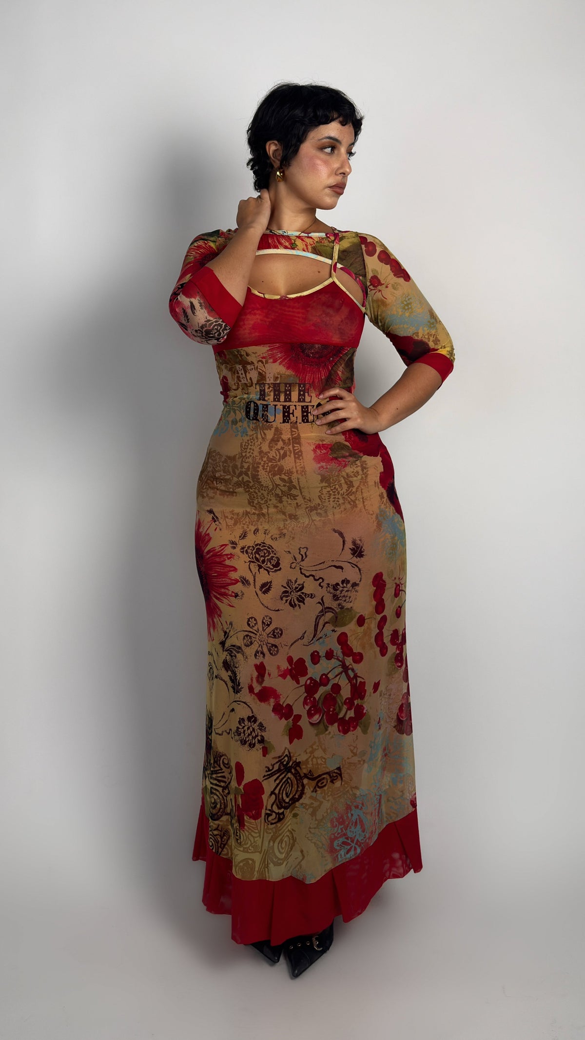 Save The Queen Mesh Cut Out Maxi Dress - M/L