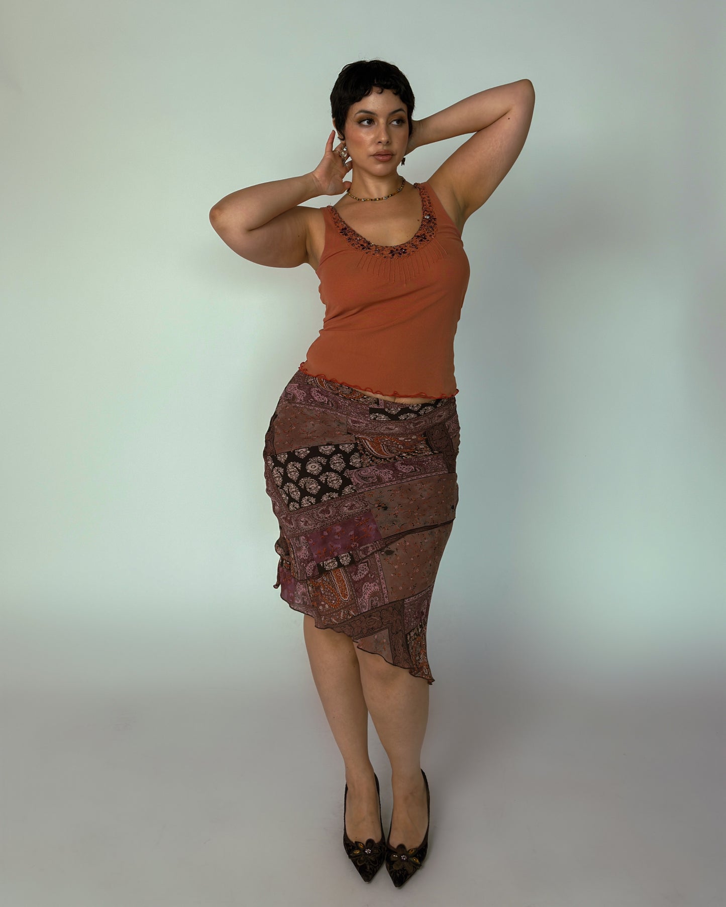 French Vintage Patchwork Skirt - size M/L