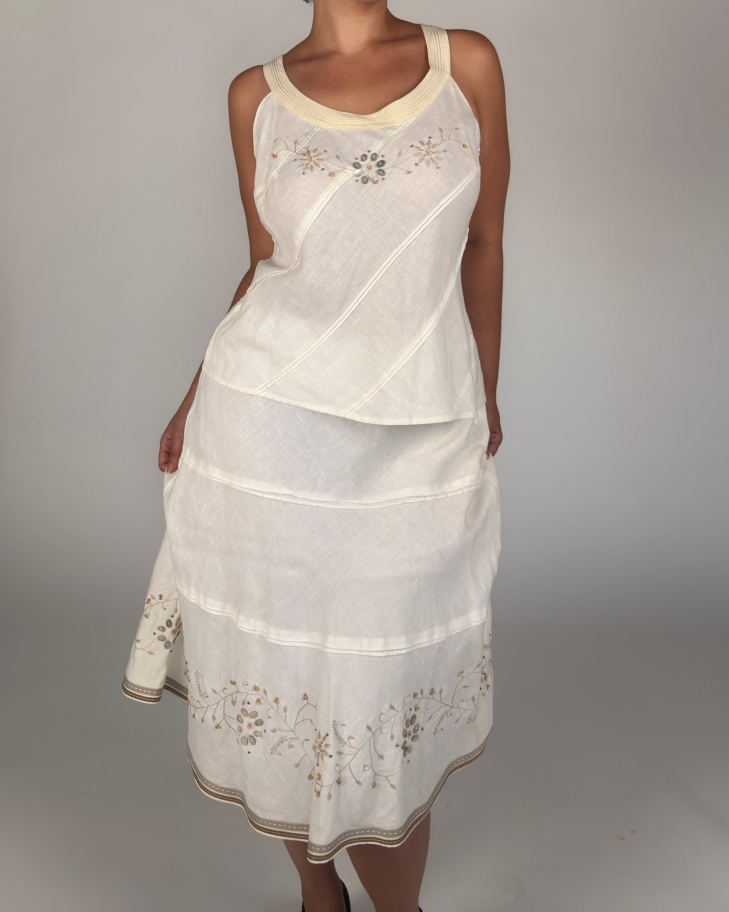 Linen Monsoon Beaded Skirt Set - L/XL