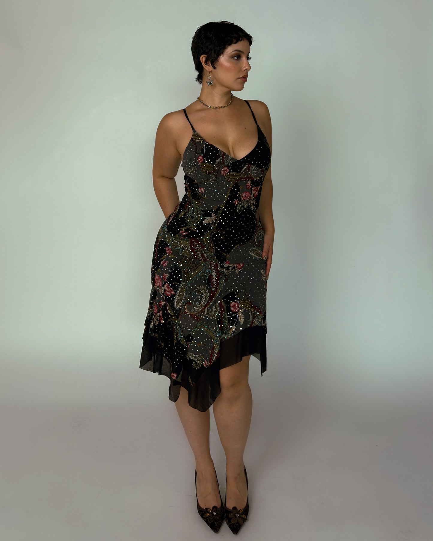 Vintage Black Sparkle Dress - size M/L