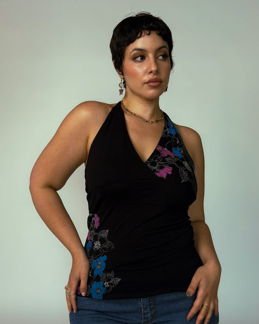 Stretch Y2K Halter Top - size M/L