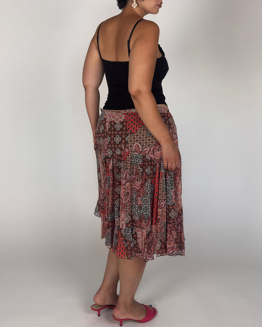 Patchwork Midi Skirt - L/XL
